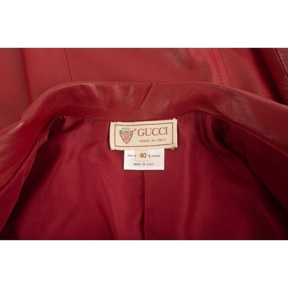 Gucci Womens Vintage Leather Jacket Blazer Red Sz 40 US S Small 1980s Excellent - Picture 6 of 6